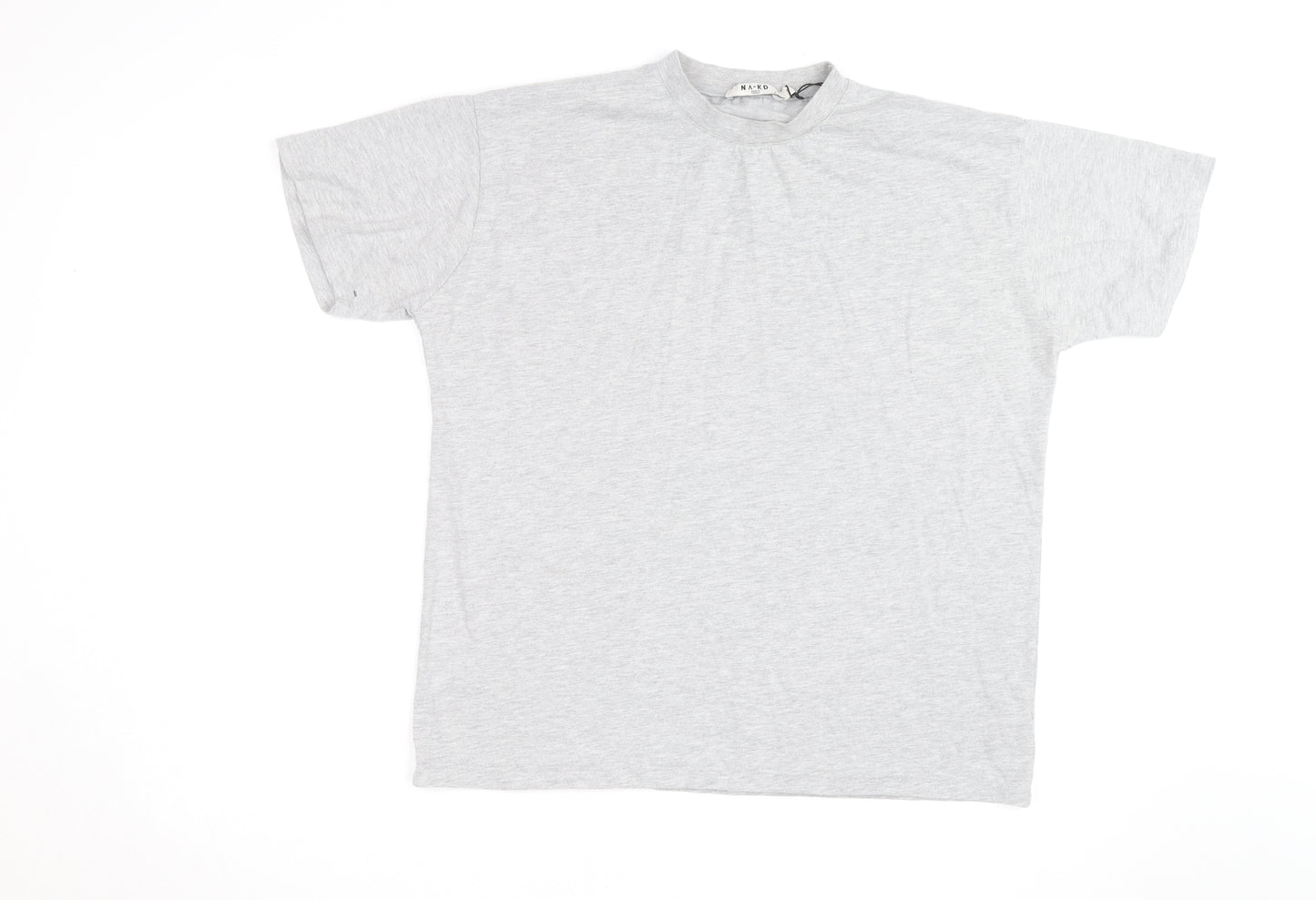 NA-KD Men’s Grey Crew Neck Short Sleeve Cotton T-Shirt Size S