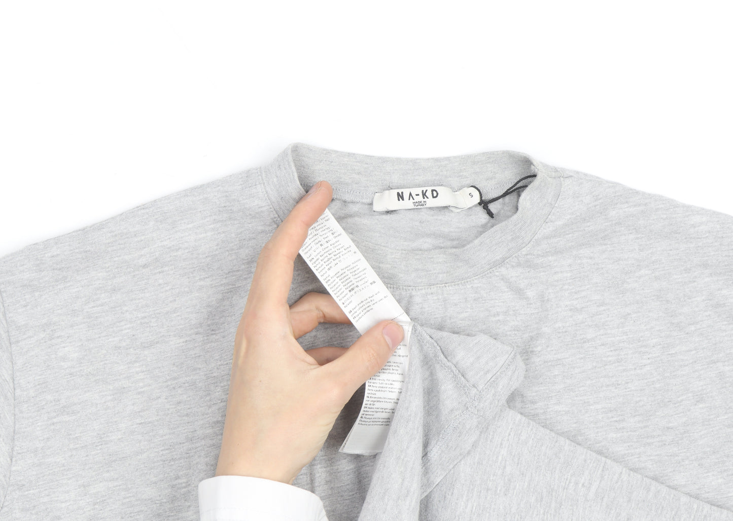 NA-KD Men’s Grey Crew Neck Short Sleeve Cotton T-Shirt Size S