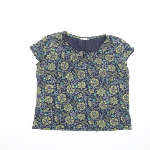 Seasalt Cornwall Women Blue Floral Tunic Blouse Size 12 Cotton Blend