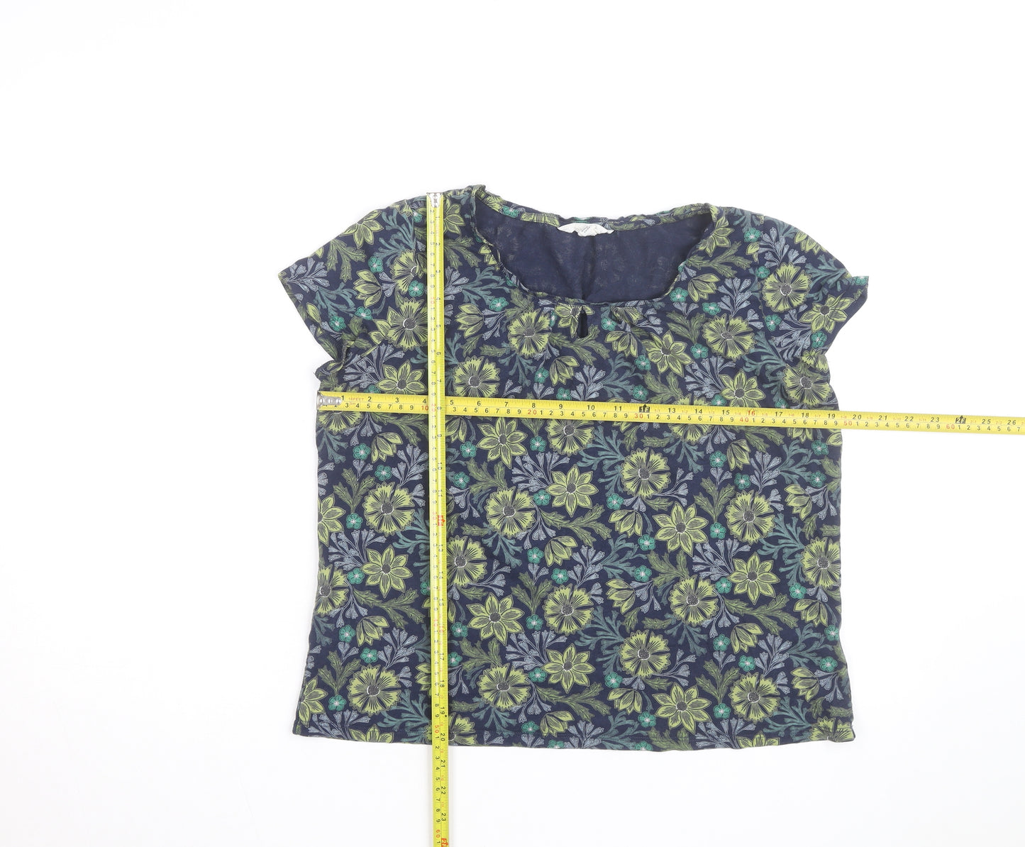 Seasalt Cornwall Women Blue Floral Tunic Blouse Size 12 Cotton Blend