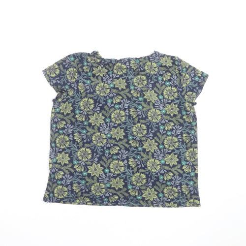 Seasalt Cornwall Women Blue Floral Tunic Blouse Size 12 Cotton Blend