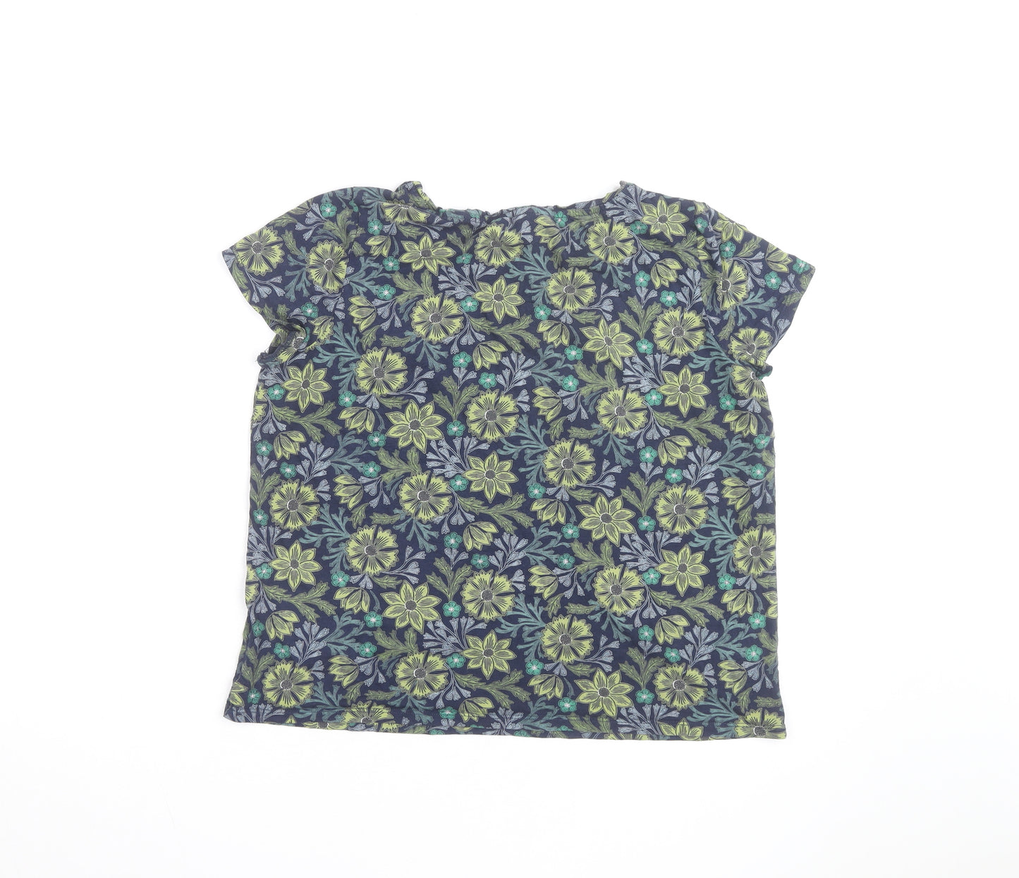 Seasalt Cornwall Women Blue Floral Tunic Blouse Size 12 Cotton Blend