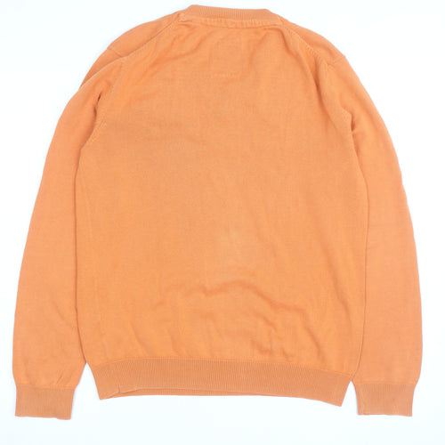 Esprit Men’s Orange V-Neck Cotton Pullover Jumper Size M