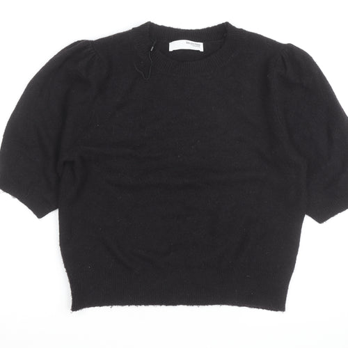 SELECTED FEMME Women's Black Wool Alpaca Puff Sleeve Jumper M