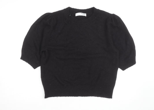 SELECTED FEMME Women's Black Wool Alpaca Puff Sleeve Jumper M
