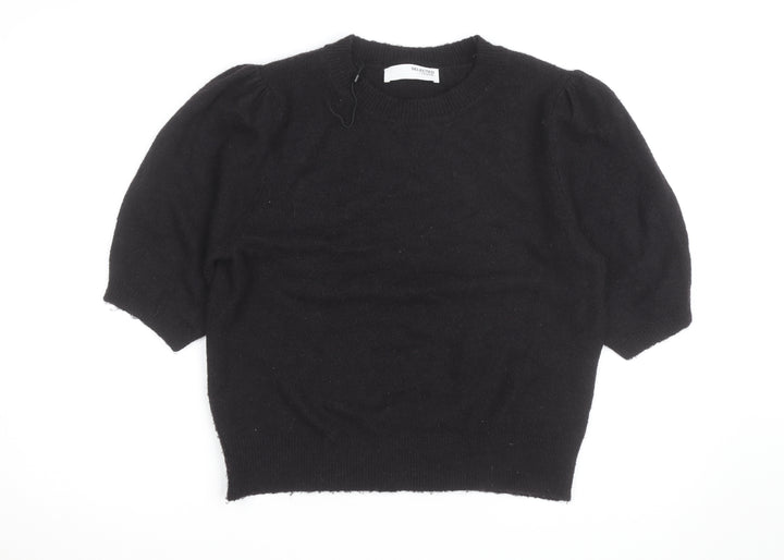SELECTED FEMME Women's Black Wool Alpaca Puff Sleeve Jumper M