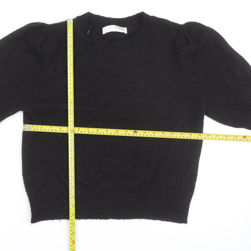 SELECTED FEMME Women's Black Wool Alpaca Puff Sleeve Jumper M