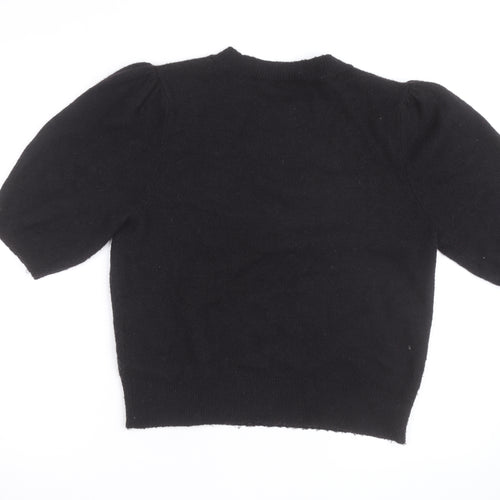 SELECTED FEMME Women's Black Wool Alpaca Puff Sleeve Jumper M