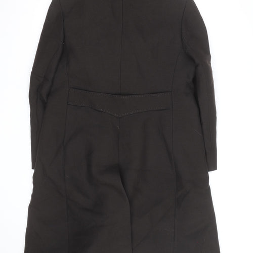 Fenister Women's Black Wool Long Overcoat with Fur Collar Size 12-14