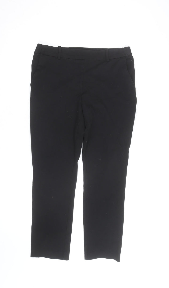 H&M Women's Black Chino Stripe Trim Stretch Trousers Size 14