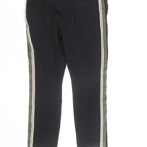 H&M Women's Black Chino Stripe Trim Stretch Trousers Size 14