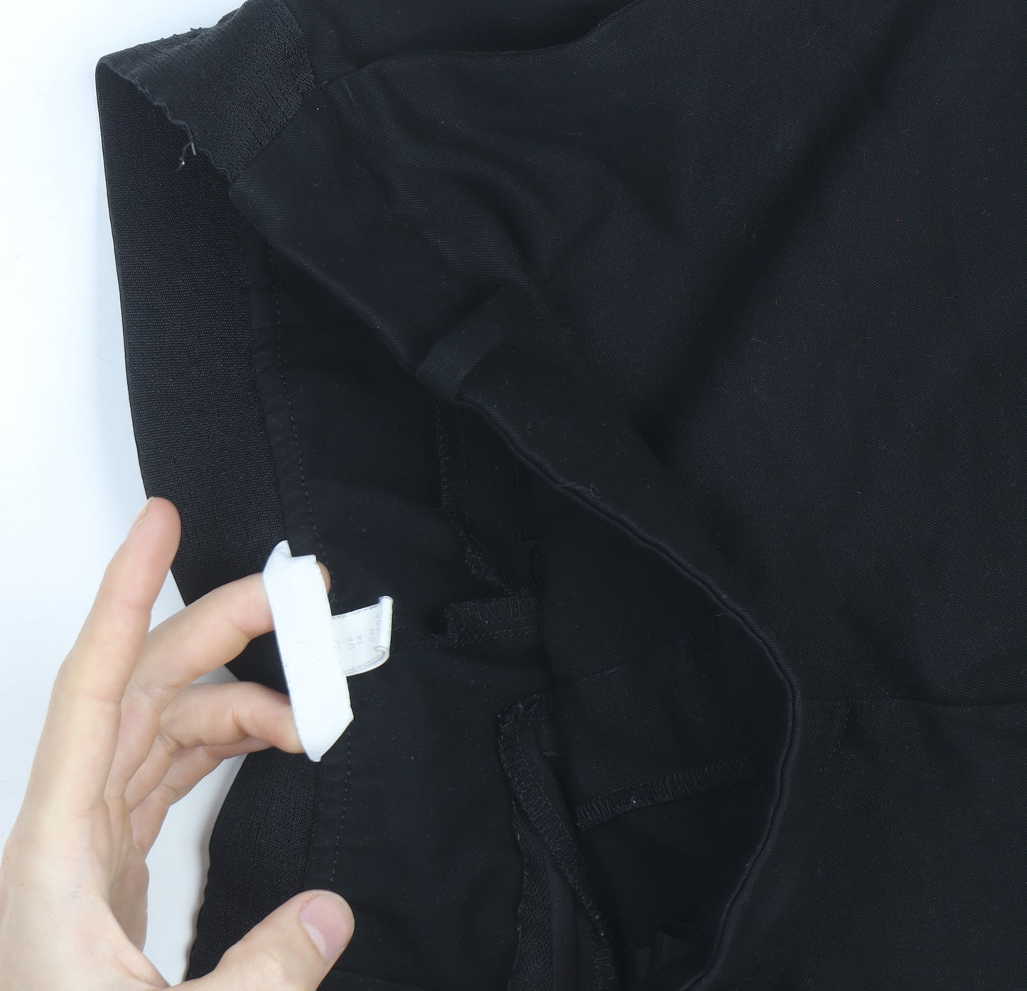 H&M Women's Black Chino Stripe Trim Stretch Trousers Size 14