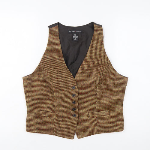 New York & Company Women's Brown Tweed Waistcoat Size 12 Classic Fit