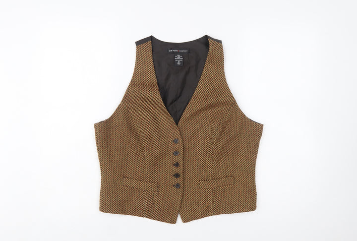 New York & Company Women's Brown Tweed Waistcoat Size 12 Classic Fit