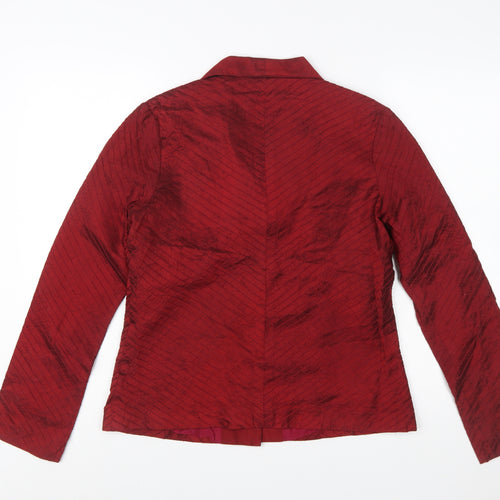 Gracie Women Red Silk Single Breasted Suit Jacket Size M