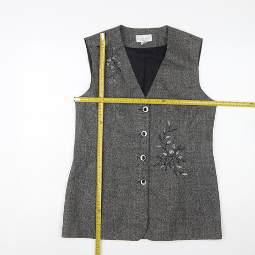 Conrad C Collection Grey Wool Embroidered Waistcoat Size 12 Women’s