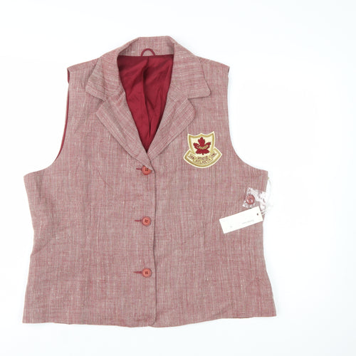 Yun-Ker Women's Red Linen Blend Olympic Suit Waistcoat Size 18