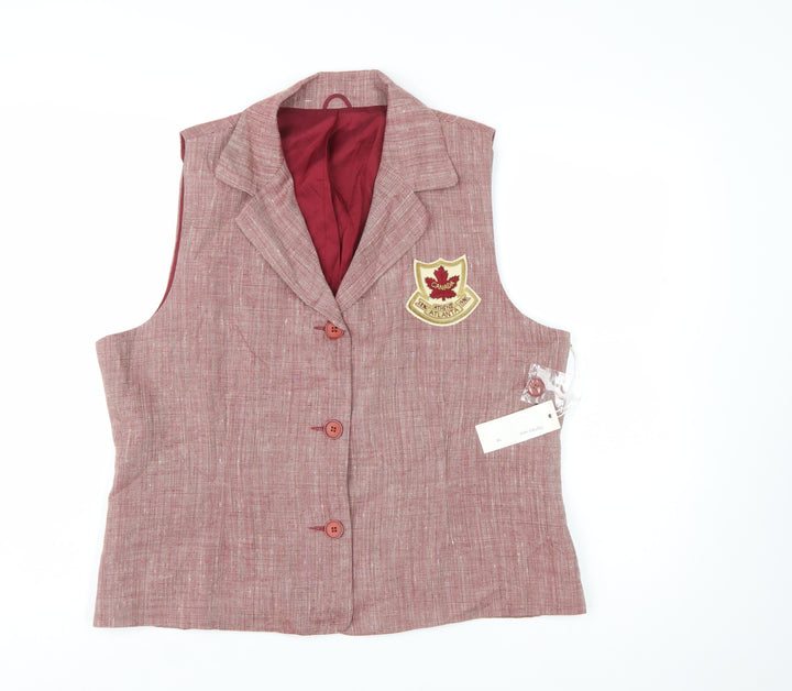 Yun-Ker Women's Red Linen Blend Olympic Suit Waistcoat Size 18
