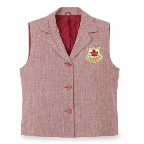 Yun-Ker Women's Red Linen Blend Olympic Suit Waistcoat Size 18