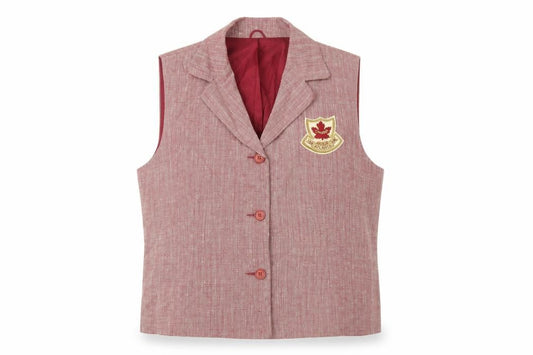 Yun-Ker Women's Red Linen Blend Olympic Suit Waistcoat Size 18
