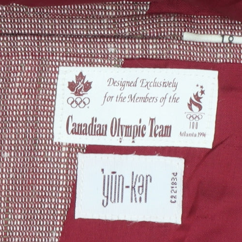 Yun-Ker Women's Red Linen Blend Olympic Suit Waistcoat Size 18