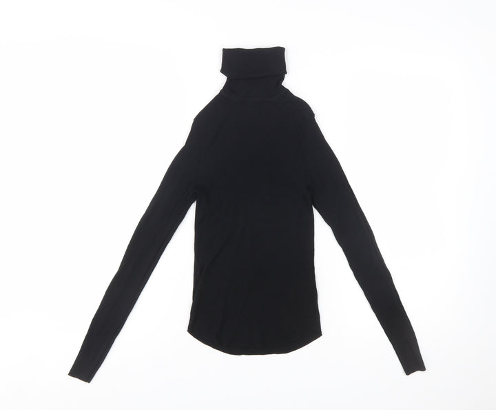 ZARA Women Black Slim Roll Neck Long Sleeve Pullover Jumper Size S