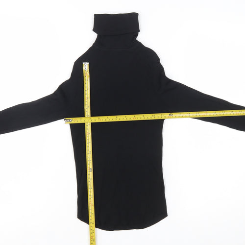 ZARA Women Black Slim Roll Neck Long Sleeve Pullover Jumper Size S