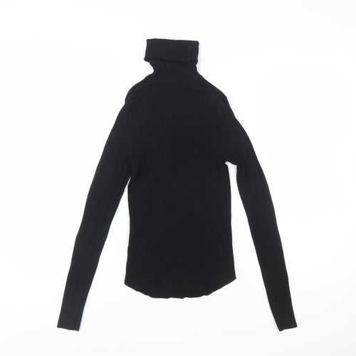 ZARA Women Black Slim Roll Neck Long Sleeve Pullover Jumper Size S