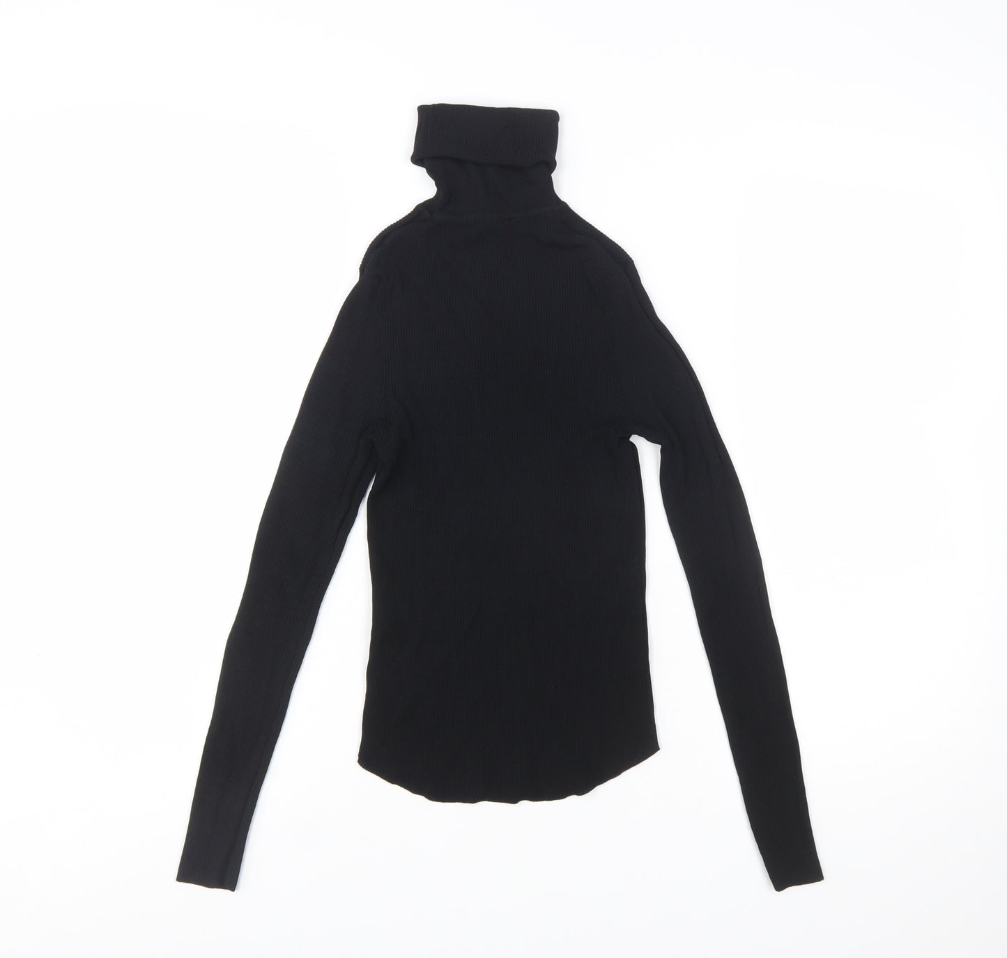 ZARA Women Black Slim Roll Neck Long Sleeve Pullover Jumper Size S