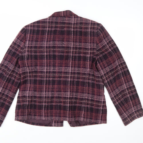 Sag Harbor Petite Purple Plaid Blazer Size 8P Classic Fit Womens Suit Jacket