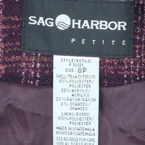 Sag Harbor Petite Purple Plaid Blazer Size 8P Classic Fit Womens Suit Jacket