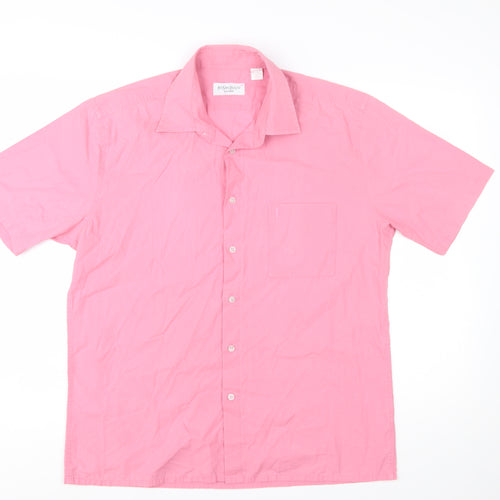 Yves Saint Laurent Men Pink L Short Sleeve Button-Up Shirt