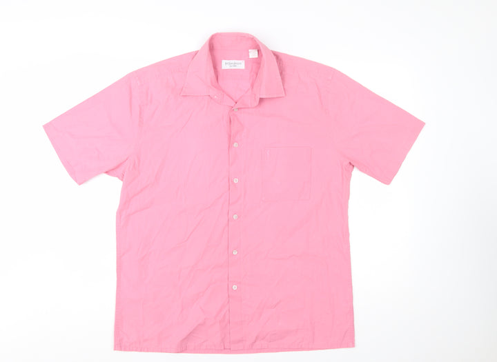 Yves Saint Laurent Men Pink L Short Sleeve Button-Up Shirt