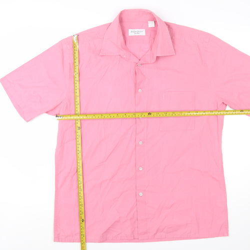 Yves Saint Laurent Men Pink L Short Sleeve Button-Up Shirt