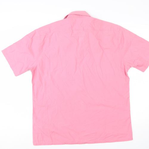 Yves Saint Laurent Men Pink L Short Sleeve Button-Up Shirt