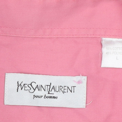 Yves Saint Laurent Men Pink L Short Sleeve Button-Up Shirt