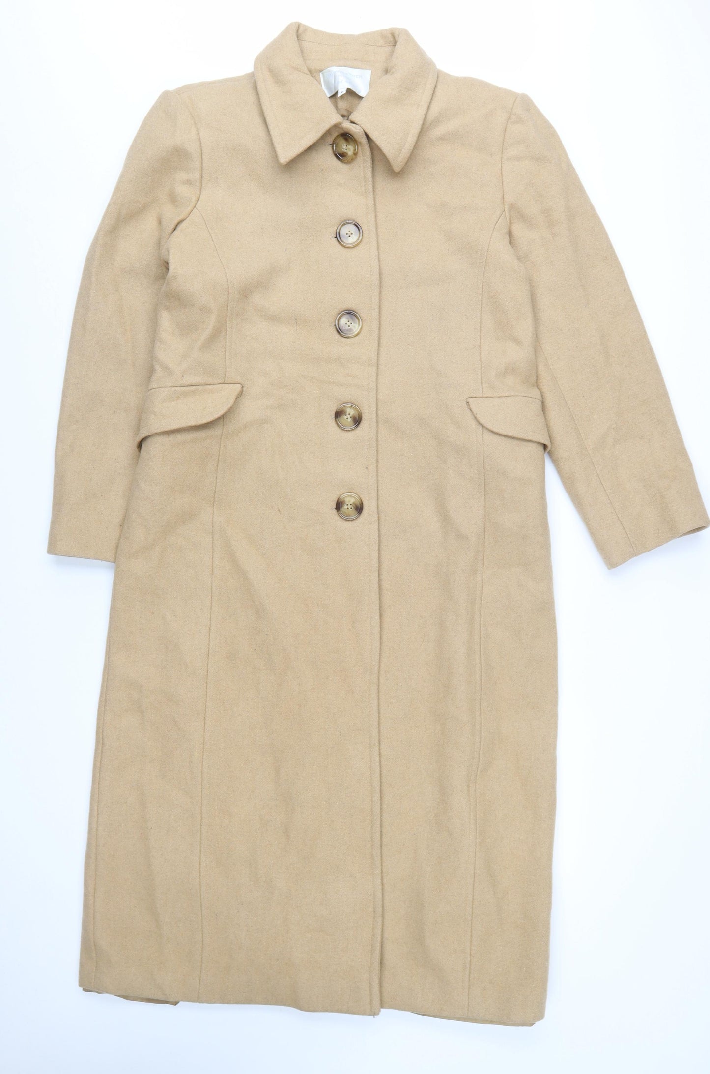 Fairweather Women’s Beige Wool Blend Long Overcoat Size 8 Petite