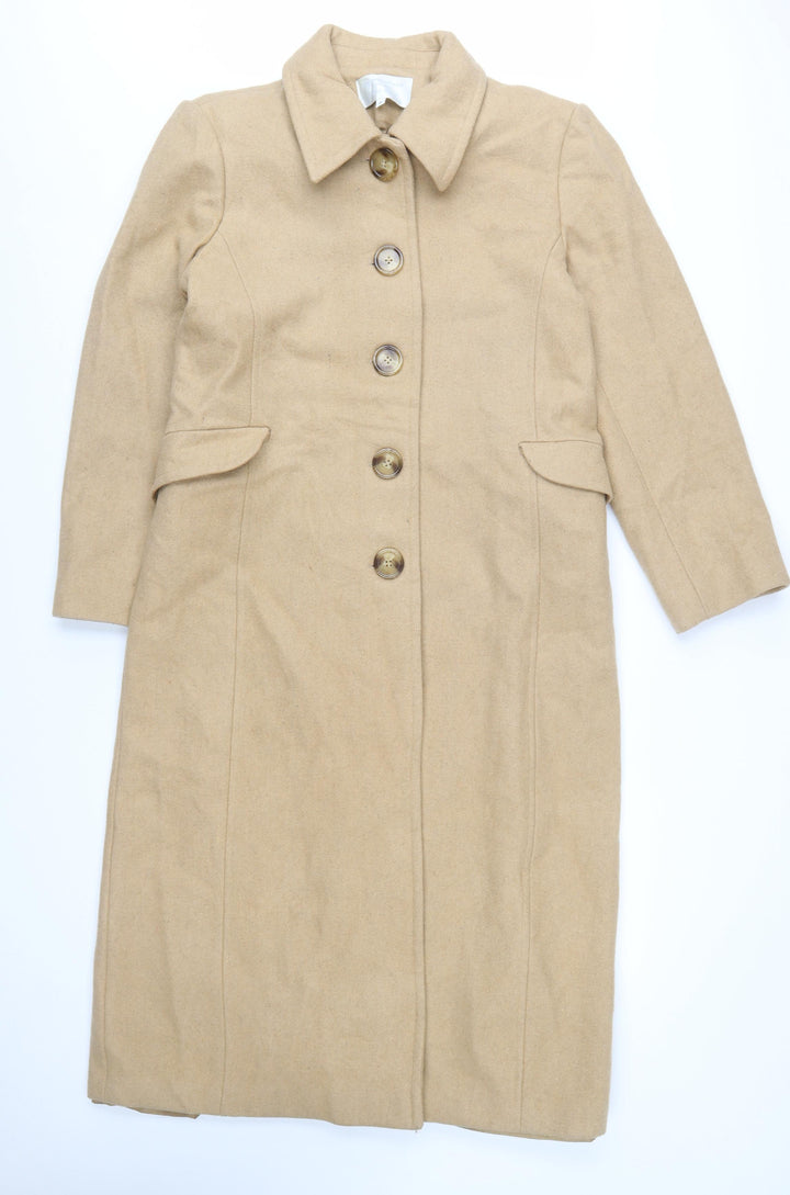 Fairweather Women’s Beige Wool Blend Long Overcoat Size 8 Petite