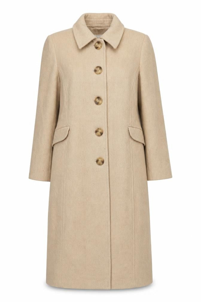 Fairweather Women’s Beige Wool Blend Long Overcoat Size 8 Petite