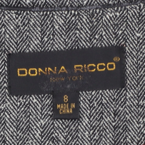 Donna Ricco Womens Grey Herringbone Long Coat Size 12