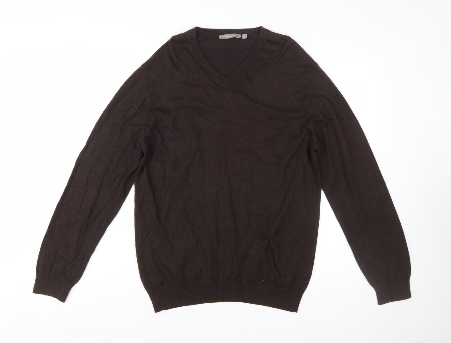 Wolsey Men's Brown Cotton Cashmere V-Neck Jumper Size M