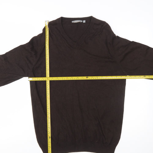 Wolsey Men's Brown Cotton Cashmere V-Neck Jumper Size M