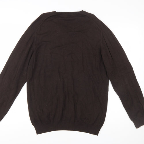 Wolsey Men's Brown Cotton Cashmere V-Neck Jumper Size M