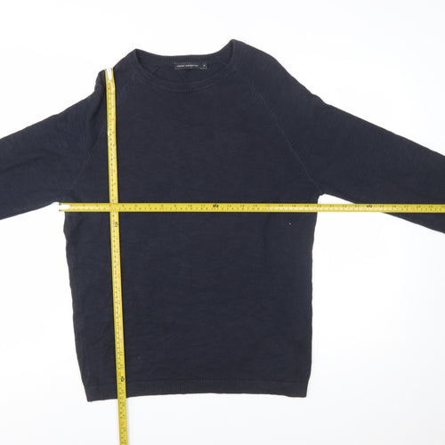 French Connection Men's Blue Cotton Crew Neck Pullover Jumper Size S