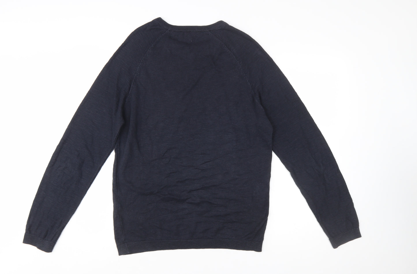 French Connection Men's Blue Cotton Crew Neck Pullover Jumper Size S