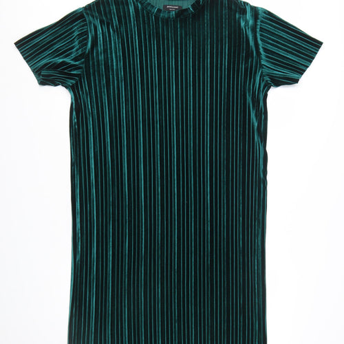 JD Williams Women’s Green Velvet Striped T-Shirt Dress Size 10