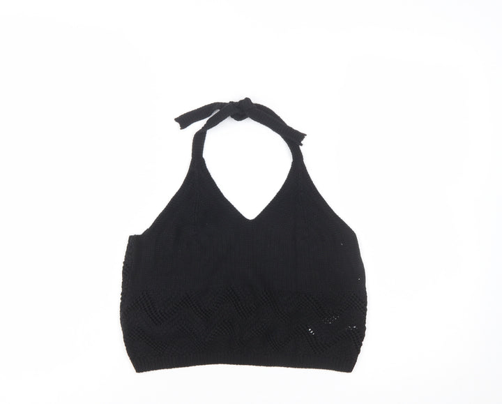 New Look Women's Black Knit Halter Camisole Top Size 14