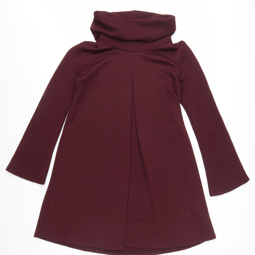 Boohoo Womens Red Cowl Neck A-Line Knit Dress Size 12