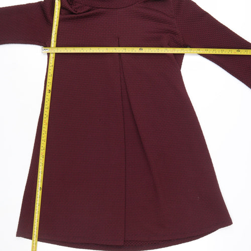 Boohoo Womens Red Cowl Neck A-Line Knit Dress Size 12