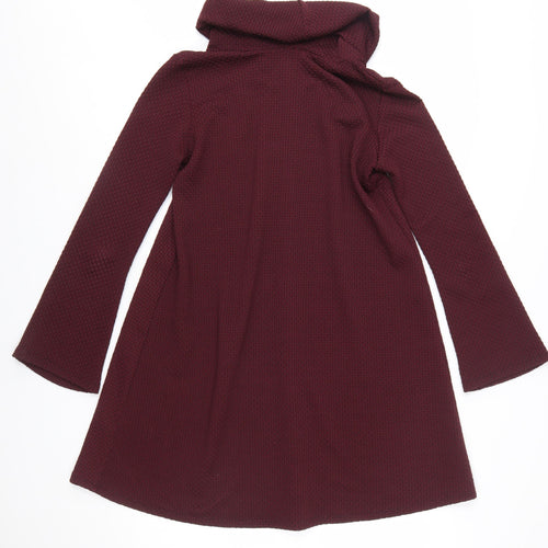 Boohoo Womens Red Cowl Neck A-Line Knit Dress Size 12